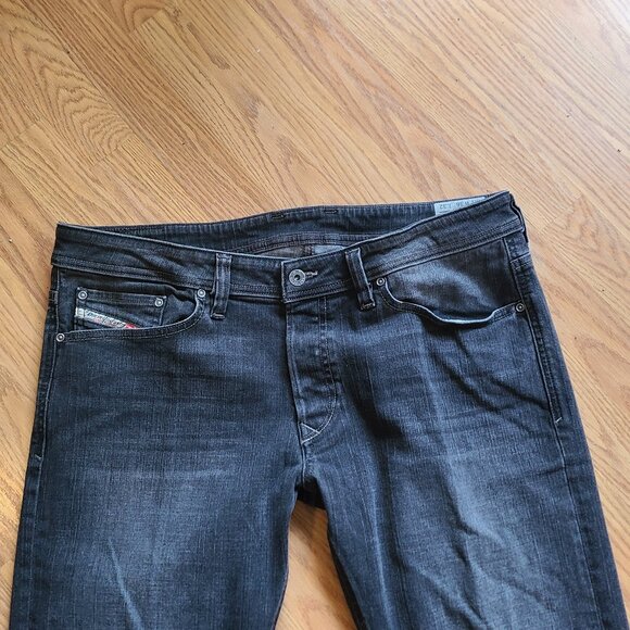 DIESEL INDUSTRY VIKER REGULAR STRAIGHT JEANS STRETCH DENIM VINTAGE BLACK WASH 36 - Picture 3 of 6